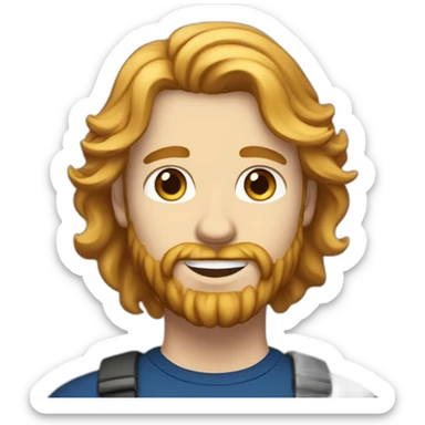 an english man in his twenties with long wavy blonde hair and a red beard and blue eyes sticker