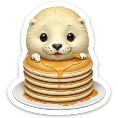 White seal eating pancakes sticker
