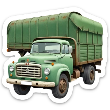 ZIL 130 Soviet truck with green cabin and flatbed, classic vintage Russian truck from 1960s sticker