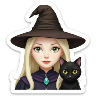 Witch with cat companion sticker