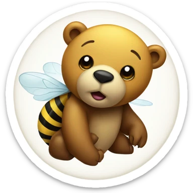 Bear and one honey bee  sticker