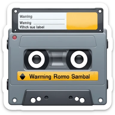 VHS tape with scratched warning label.
 sticker