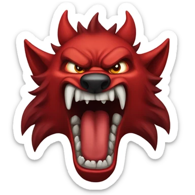 Angry Red demon wolf sticker