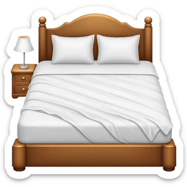 a white bed with white bedsheets sticker