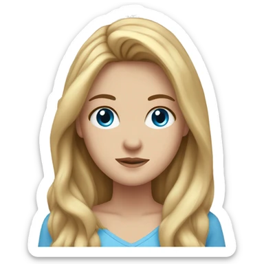 white girl with blue eyes and brown long hair that is blonde at the bottem  sticker