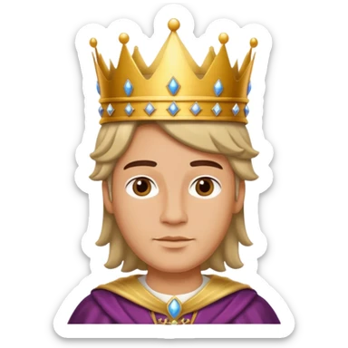 a regal king character with gender-neutral features, wearing a crown and royal attire sticker