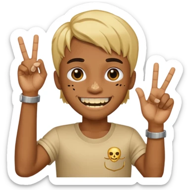 Carti Yvl handsign with a grill sticker