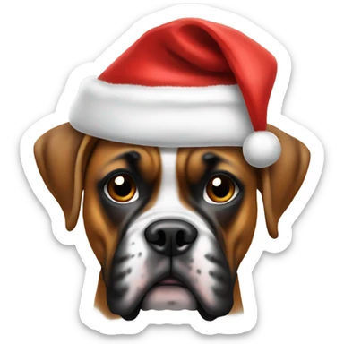 Boxer dog with Santa hat sticker