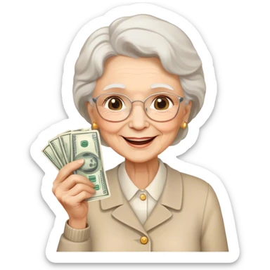 cute happy grandma with money in her hand sticker