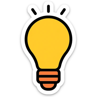 bulb, flat design, easy to recognize color icon sticker