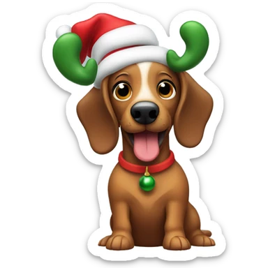  christmas wiener dog   sticker