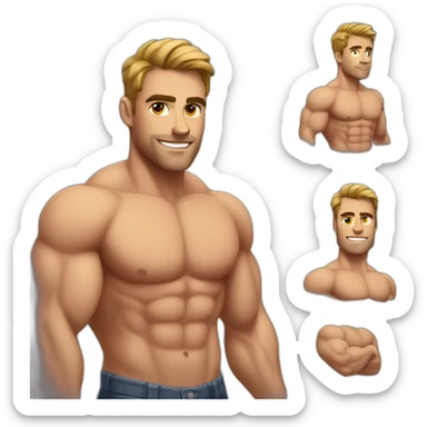 super buff muscular handsome man sticker