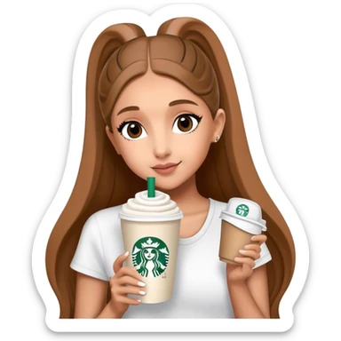 Ariana Grande buying a Starbucks cup sticker