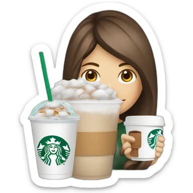 Starbucks cup cold drink with long white girl with Luis vittuon Bag sticker