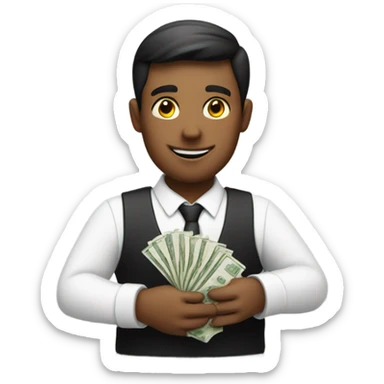 waiter with money in hands sticker