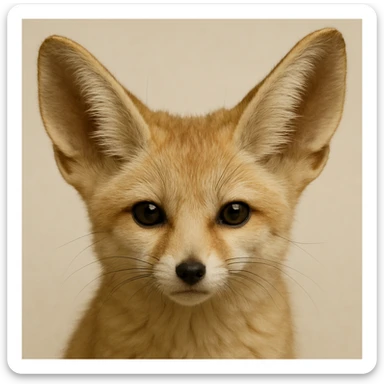 head of a fennec fox, realistic, natural colors, subtle shading sticker