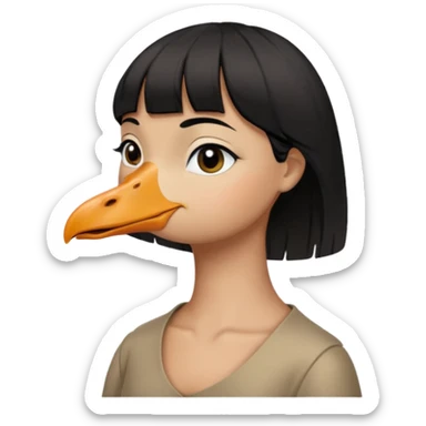 goose with cropped black hair and swoop bangs over one eye sticker