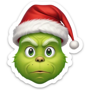 The Grinch with a Santa hat emoji no gray sticker