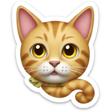 Cat with a bow around his tail sticker