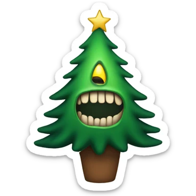 terrifying christmas tree sticker