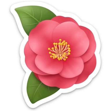 camellia flower with 2 leaves sticker