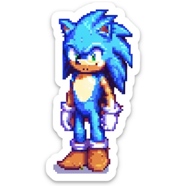 Sonic the Hedgehog pixel art style sticker