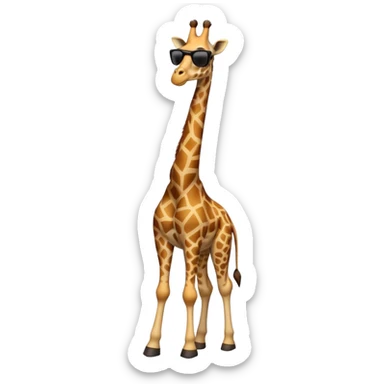 friendly anthropomorphised giraffe in casual clothing, wearing dark sunglasses, walking upright in relaxed pose sticker