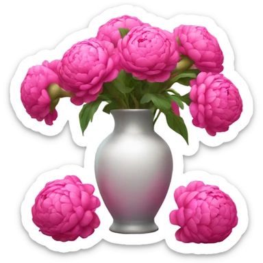 Realistic Bright pink pions in vase sticker