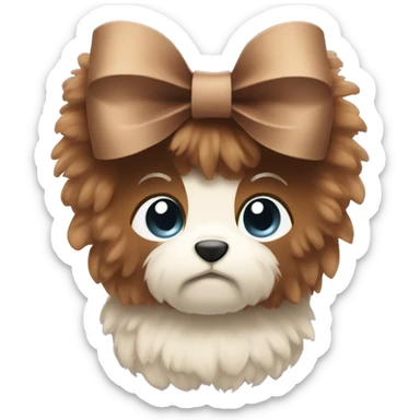 Brown fluffy bow sticker