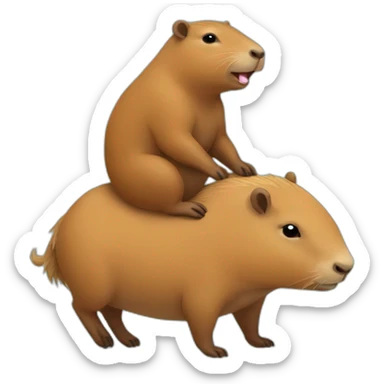 little capybara riding on capybara sticker