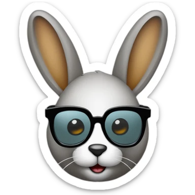 Conejo con gafas de sol full oscuras negras con un destello blanco cool y las gafas le tapan los ojos sticker