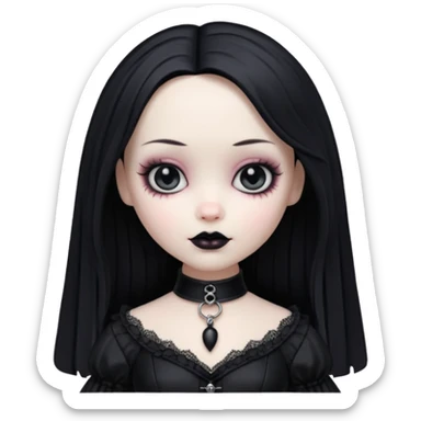 gothic girl, gothic style, vinyl doll figure sticker