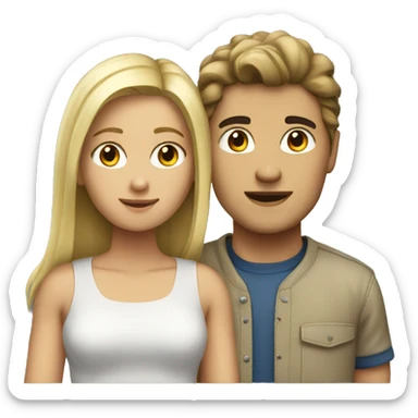 Couple brunette girl blonde boy sticker