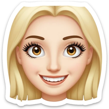 smiling solo portrait close-up with big lashes sticker