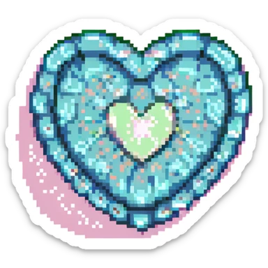 heart icon with a pixelated border, pixel art sticker