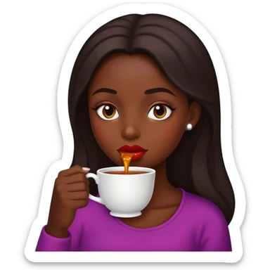 Girl with big lips sipping tea sticker