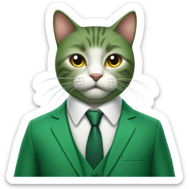 a cat manager in green suit  sticker
