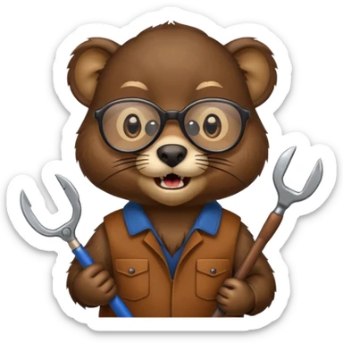 spectacled beaver with tools sticker
