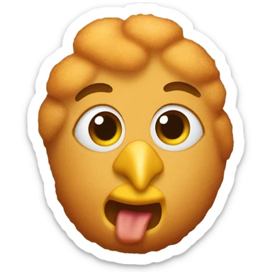 a chicken nugget with a chiseled jawline and handsome face sticker