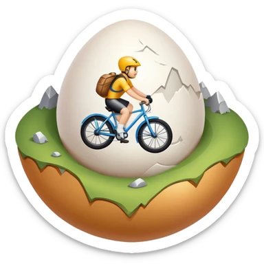 Riding an egg mountain on a bike  sticker
