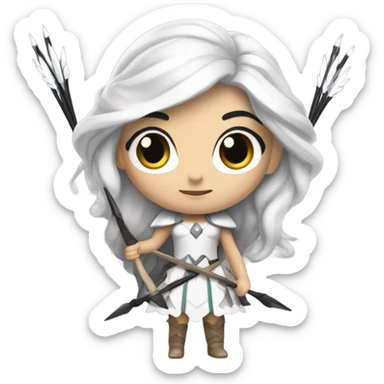 Supercell White skin princess black hair with bow and 3 arrows sticker