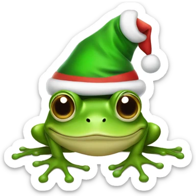 Frog with a santa hat on sticker