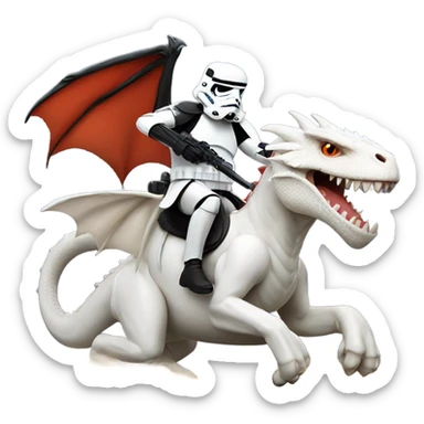 Storm trooper riding a dragon sticker