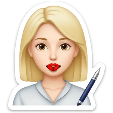 Pen is in woman mouth sticker