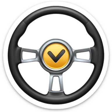 steering wheel with a check mark sticker