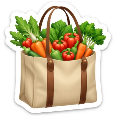 cartoon market bag. top view sticker