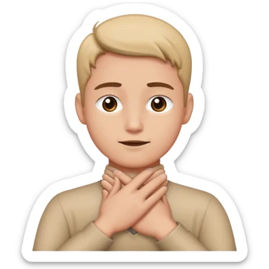 person with hands crossing their chest by their neck  sticker