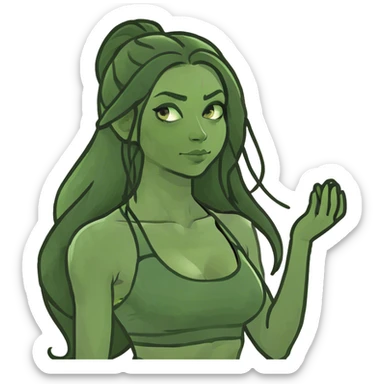 long haired brunette girl yoga sticker