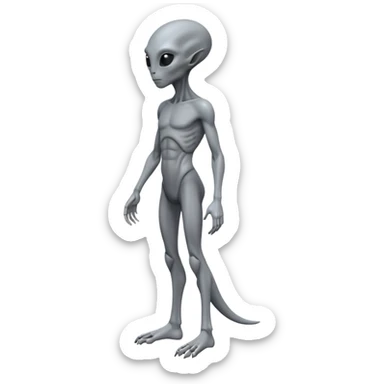 fullbody humanoid gray alien direct sideview sticker