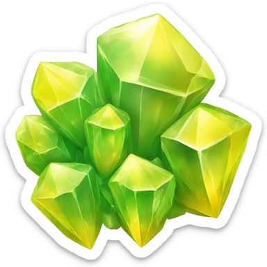 cluster of yellow, green crystals sticker